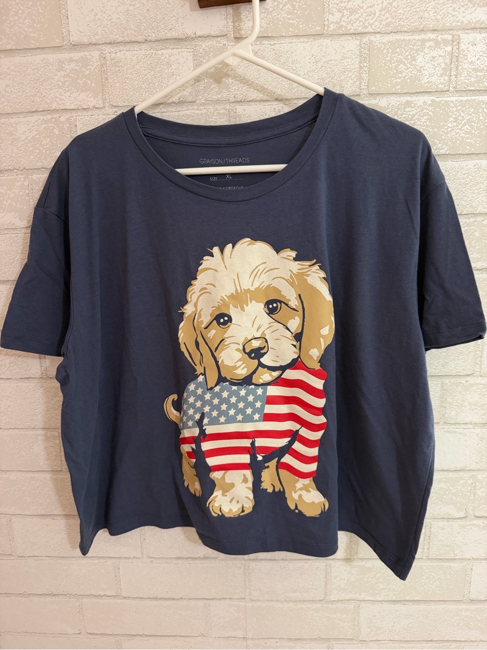 Grayson Threads Navy Puppy Americana Dog Tee #3124